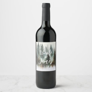 Étiquette Pour Bouteilles De Vin Aquarelle Arbres Rustique Wilderness Mariage