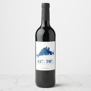 Étiquette Pour Bouteilles De Vin Aquarelle bleue Marthas Carte des vignobles Coordo