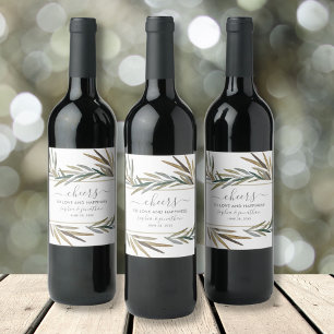 Étiquette Pour Bouteilles De Vin Aquarelle botanique simple Mariage personnalisé