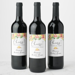 Étiquette Pour Bouteilles De Vin Aquarelle Citron Baby Shower Botanique pour une