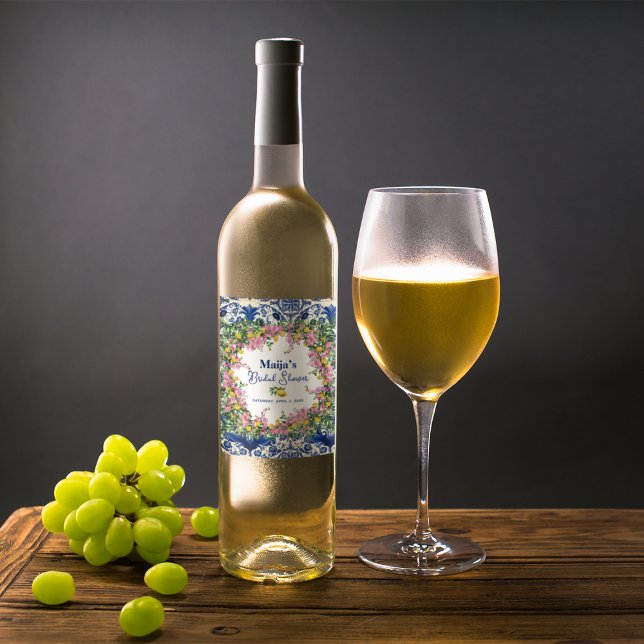Étiquette Pour Bouteilles De Vin Aquarelle Côte Amalfitaine Citrons Roses Shower de (Watercolor Amalfi Coast Pink Lemons Bridal Shower Wine Label)