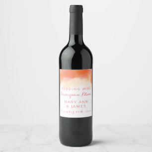 Étiquette Pour Bouteilles De Vin Aquarelle de Corail rose pâle Étiquette de vin mar