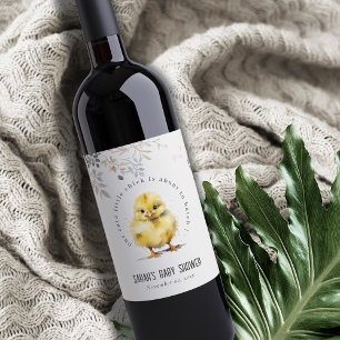 Étiquette Pour Bouteilles De Vin Aquarelle de poulet de ferme mignonne Baby shower