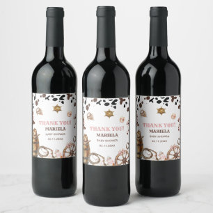 Étiquette Pour Bouteilles De Vin Aquarelle élégante petite fille Rodeo Pays b
