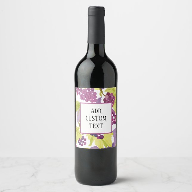 Étiquette Pour Bouteilles De Vin Aquarelle Étiquette de vin de raisin Ajouter votre (Devant)
