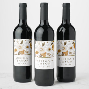 Étiquette Pour Bouteilles De Vin Aquarelle Floral Mariage Vin Étiquette