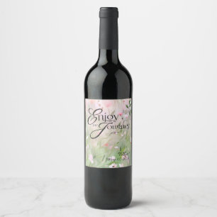 Étiquette Pour Bouteilles De Vin Aquarelle florale personnalisée Profitez du voyage