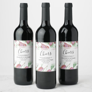 Étiquette Pour Bouteilles De Vin Aquarelle Folift moderne Bourgogne Mariage Feuille