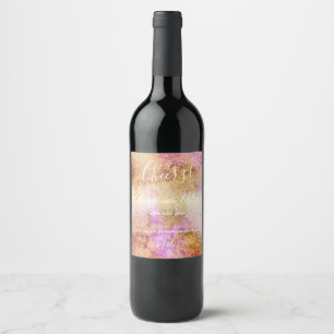 Étiquette Pour Bouteilles De Vin Aquarelle Gold Rose Sky étiquette de bouteilles