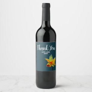 Étiquette Pour Bouteilles De Vin Aquarelle jonquille florale moderne merci cadeau