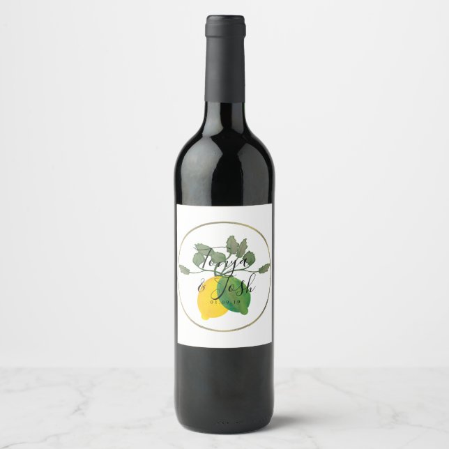 Étiquette Pour Bouteilles De Vin Aquarelle Limoncillo Lime Lemon (Devant)