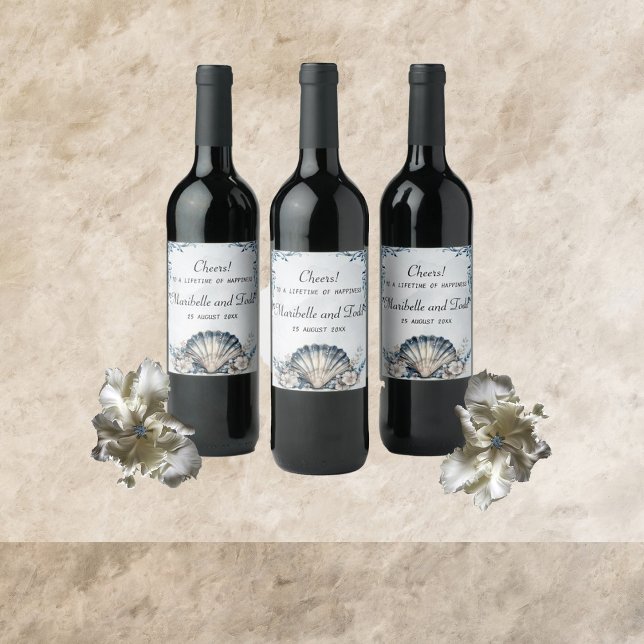 Étiquette Pour Bouteilles De Vin Aquarelle Majestic Mia Mariage Vin Étiquette (Créateur téléchargé)