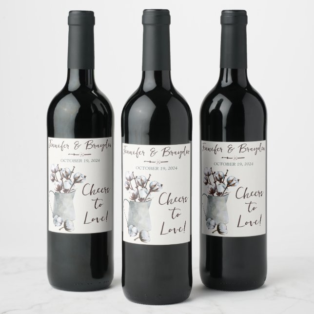 Étiquette Pour Bouteilles De Vin Aquarelle Mariage de tonneaux en gris (Bouteilles)