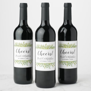 Étiquette Pour Bouteilles De Vin Aquarelle Mariage de verdure