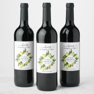 Étiquette Pour Bouteilles De Vin Aquarelle méditerranéenne Citron Mariage tropical