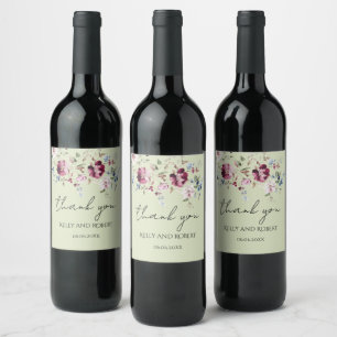 Étiquette Pour Bouteilles De Vin Aquarelle Merci botanique