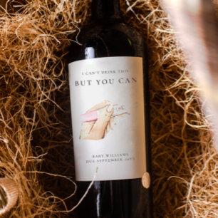 Étiquette Pour Bouteilles De Vin Aquarelle mignonne Grossesse personnalisée