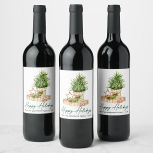 Étiquette Pour Bouteilles De Vin Aquarelle minimaliste de calligraphie de vacances