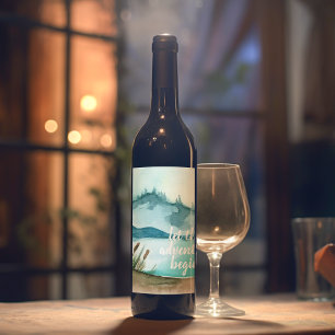 Étiquette Pour Bouteilles De Vin Aquarelle moderne Nature Commençons l'aventure