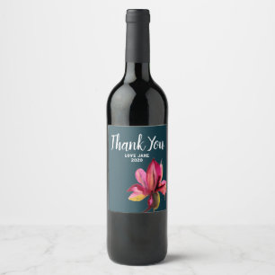Étiquette Pour Bouteilles De Vin Aquarelle Orchidée floral moderne merci cadeau