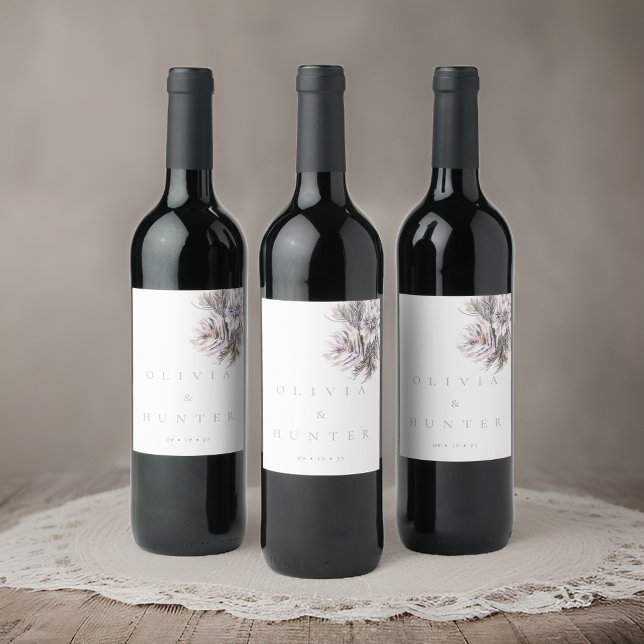 Étiquette Pour Bouteilles De Vin Aquarelle Peony Flowers Mariage (Créateur téléchargé)