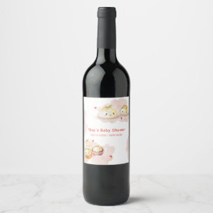 Étiquette Pour Bouteilles De Vin Aquarelle Petit Baby shower de champignon