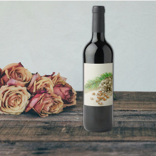 Étiquette Pour Bouteilles De Vin Aquarelle Pinõn Nuts Pinecone Nouveau-Mexique