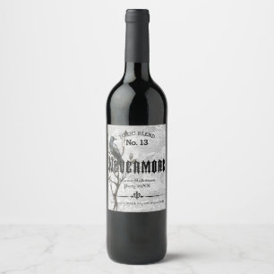 Étiquette Pour Bouteilles De Vin Aquarelle Raven Nevermore