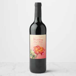 Étiquette Pour Bouteilles De Vin Aquarelle rose art vin rouge mariage étiquette