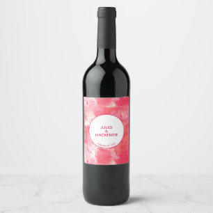 Étiquette Pour Bouteilles De Vin Aquarelle rose Confetti Abstraite moderne