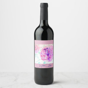 Étiquette Pour Bouteilles De Vin Aquarelle rose Lilac Merci rose