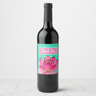Étiquette Pour Bouteilles De Vin Aquarelle rose lofleur art