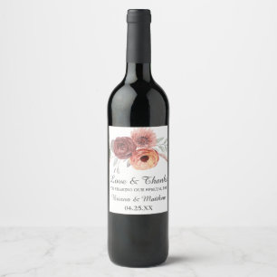 Étiquette Pour Bouteilles De Vin Aquarelle rouille rouille Mariage