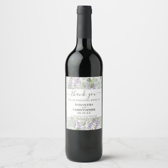 Étiquette Pour Bouteilles De Vin Aquarelle rustique Merci Mariage (Devant)
