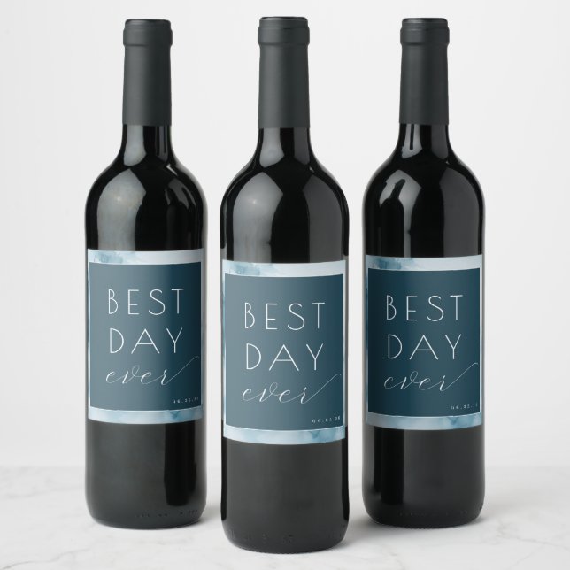 Étiquette Pour Bouteilles De Vin Aquarelle sarcelle célébrative (Bouteilles)