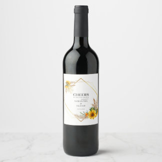 Étiquette Pour Bouteilles De Vin Aquarelle tournesol Mariage rustique