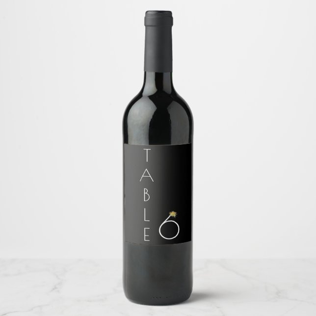 Étiquette Pour Bouteilles De Vin Aquarelle Tournesol Tableau Numéro 6 Mariage (Devant)