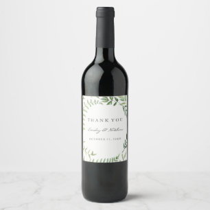 Étiquette Pour Bouteilles De Vin Aquarelle verte Merci Mariage Vin Étiquette