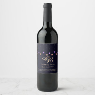 Étiquette Pour Bouteilles De Vin Arabian Night Purple et Gold Stars