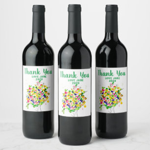 Étiquette Pour Bouteilles De Vin Arbre abstrait couleur aquarelle