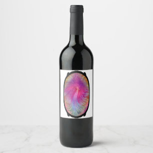 Étiquette Pour Bouteilles De Vin Arbre arc-en-ciel ovale en cadre noir