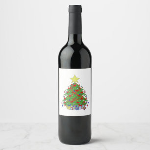 Étiquette Pour Bouteilles De Vin Arbre de Noël