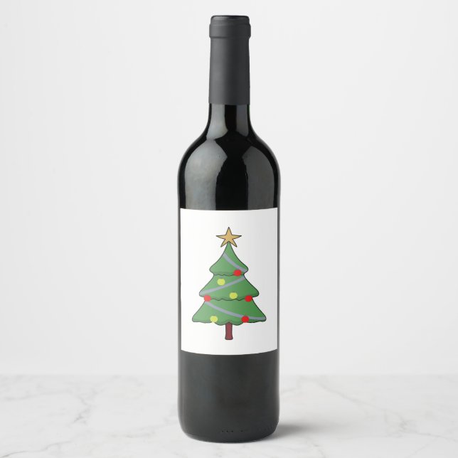 Étiquette Pour Bouteilles De Vin Arbre de Noël adorable (Devant)