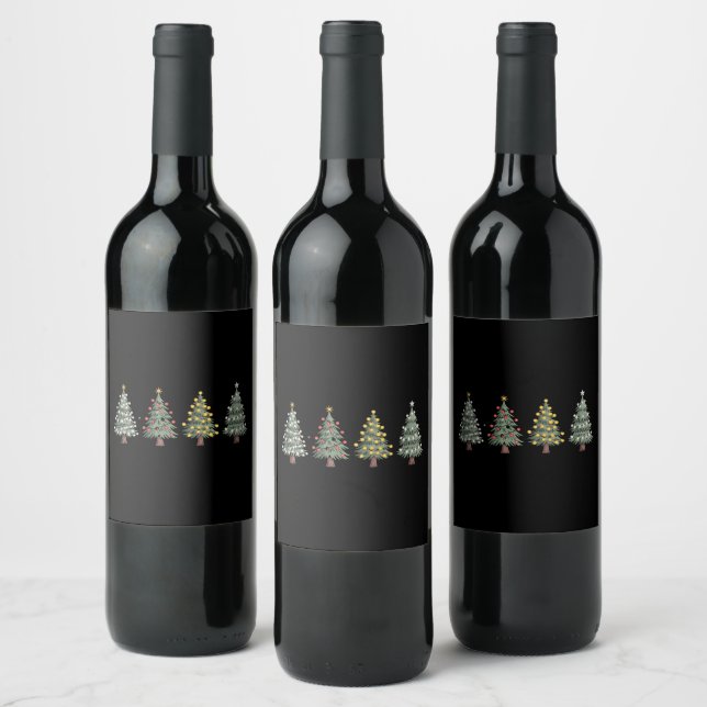 Étiquette Pour Bouteilles De Vin Arbre de Noël Cadeau Fêtes Hiver  (Bouteilles)