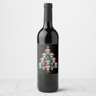 Étiquette Pour Bouteilles De Vin Arbre de Noël crâne Pantalon de pyjama Cool squele