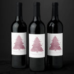 Étiquette Pour Bouteilles De Vin Arbre de Noël élégant | Dusty Mauve Pink Splatter<br><div class="desc">C'est la saison pour décorer et divertir ! Moderne, sombre et moody abstrait arbre de vacances et "Joyeux Noël" écrit à la main dans une palette riche et luxueuse. Cet élégant design festif est orné d'un sapin de Noël brillant et fantaisiste avec une plaque de peinture frisonnante rehaussée d'une parties...</div>
