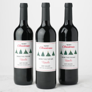 Étiquette Pour Bouteilles De Vin Arbre de Noël Grossesse Faire-part oncle de famill