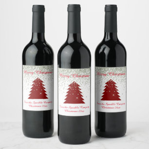 ÉTIQUETTE POUR BOUTEILLES DE VIN ARBRE DE NOËL ROUGE SPARKLE CADEAU DE VIN PERSONNA