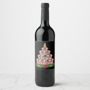 Étiquette Pour Bouteilles De Vin Arbre de Noël Vache Drôle Amateur de Vaches Noël