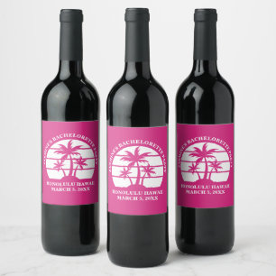 Étiquette Pour Bouteilles De Vin Arbre de palmier rose vif personnalisé pour enterr